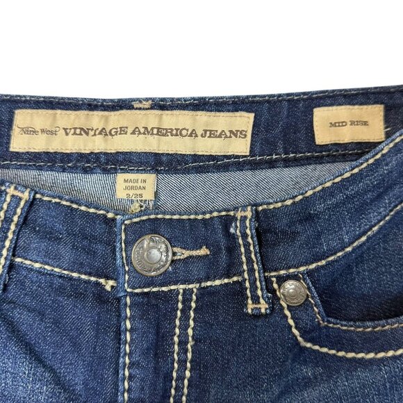 Nine West VTG America Bermuda Womens Sz 2/25 Denim Cuffed Flap Stretch Shorts - Picture 8 of 9